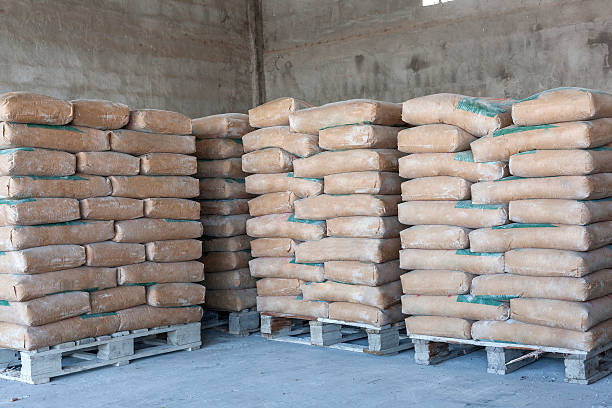 istock Cement bags in a row 503454356