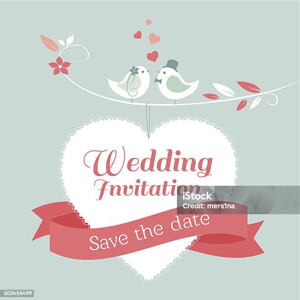 Wedding Invitation Stock Illustration - Download Image Now - Art, Art And Craft, Bird