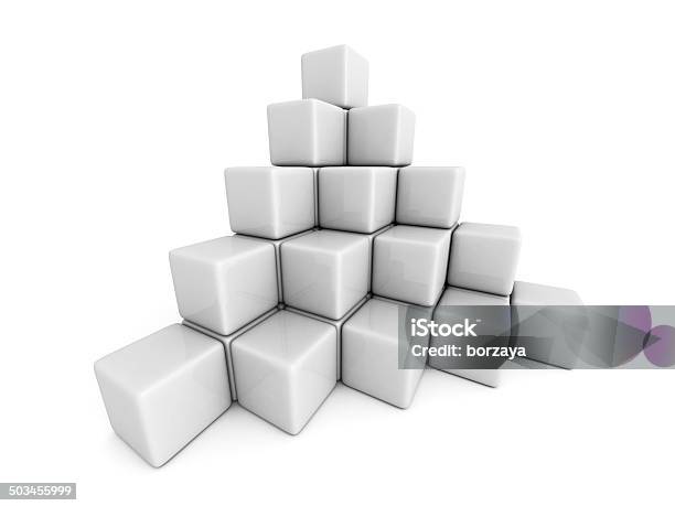 Pyramid Of White Cube Blocks Stock Photo - Download Image Now - Abstract, Advertisement, Blank