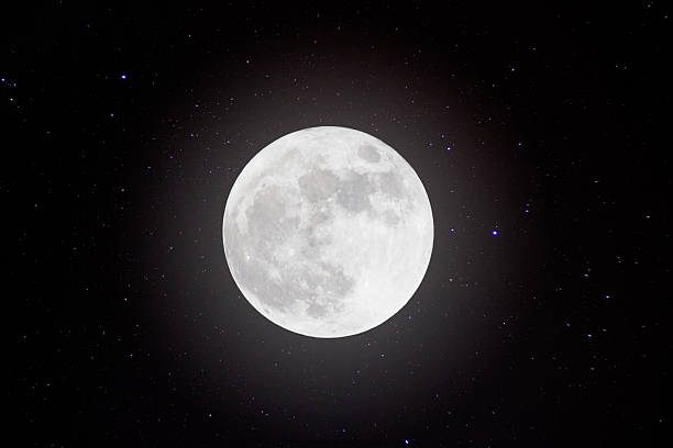 istock Peaceful background, night sky with full moon, stars, beautiful clouds. 503457230