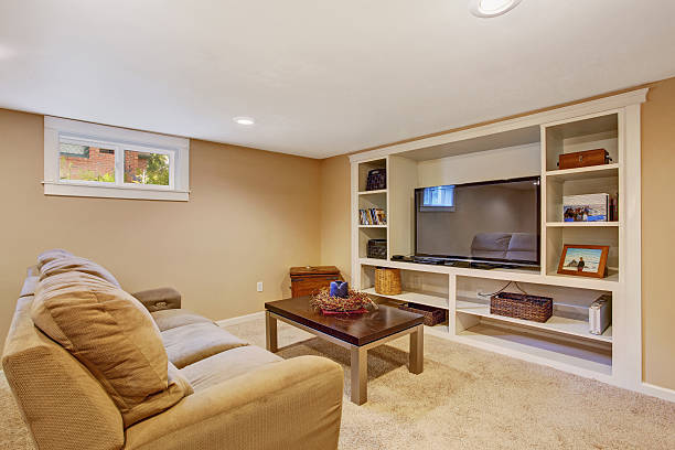 istock Living room interior in soft brown color 503457385