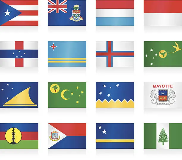 Vector illustration of Flags collection - small countries and territories