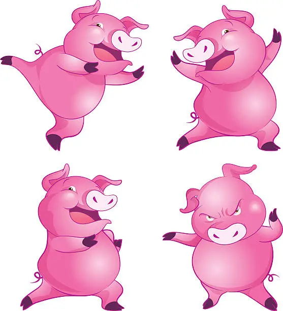 Vector illustration of cute pig c