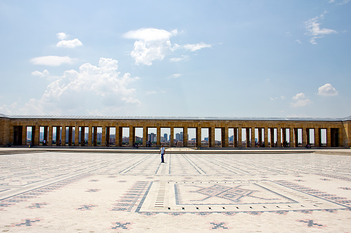 Ankara, Turkey - August 15, 2015: Turkish people visit the Ataturk Mausoleum in summer time in Ankara. Anıtkabir (literally, \