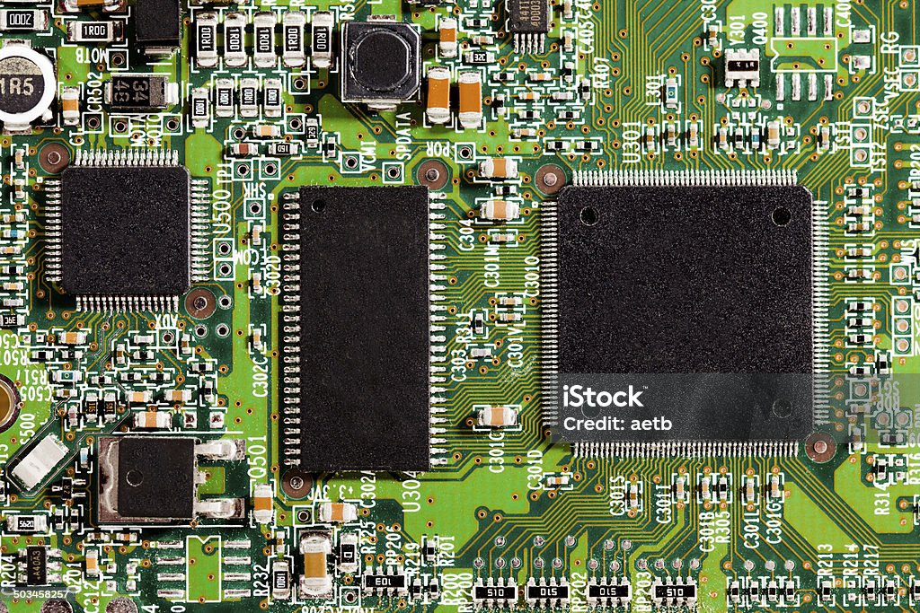 Microchips Details Extreme Closeup of Microchips Details CPU Stock Photo