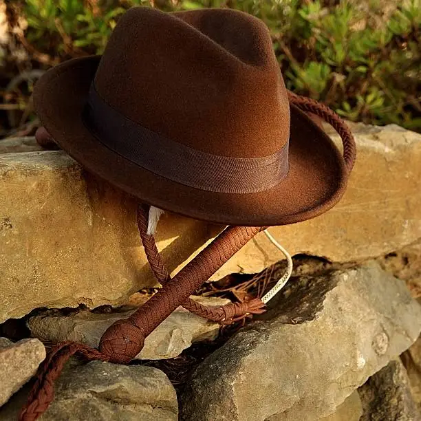 Photo of Fedora hat and bullwhip