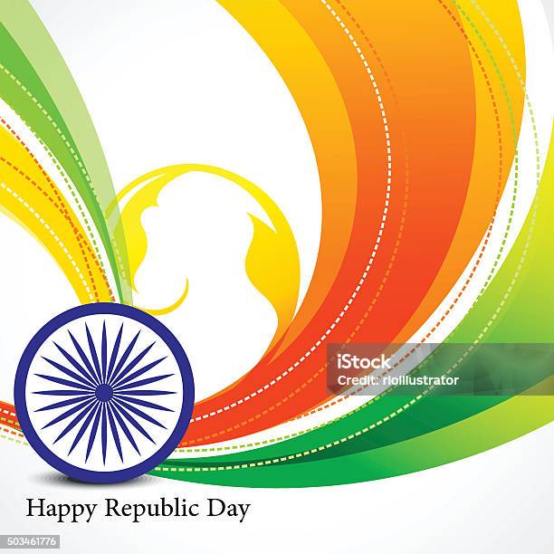 Happy Republic Day Wave Background With Ashok Chakra Stock Illustration -  Download Image Now - iStock