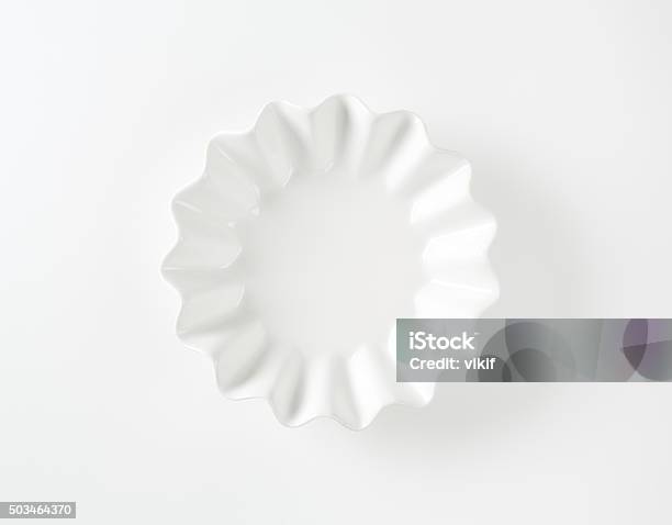 Fluted White Bowl Stock Photo - Download Image Now - Bowl, Ceramics, Circle