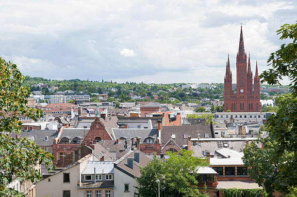 View of Wiesbaden with bird's-eye view. stock photo