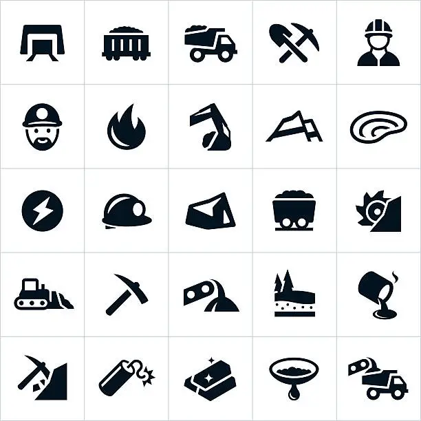 Vector illustration of Mining Icons
