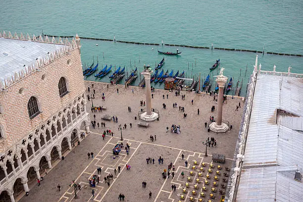 Stunning view of the Doges Palace and gondolas waiting for business