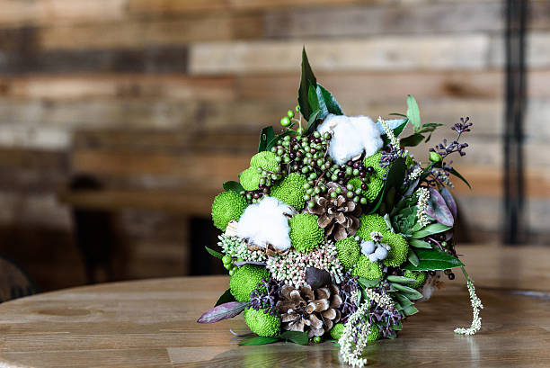 istock Bride's bouquet from cones and cotton 503480844