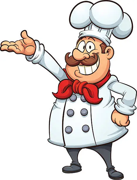Vector illustration of Fat cartoon chef