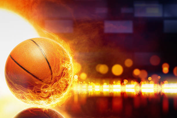 Burning basketball stock photo