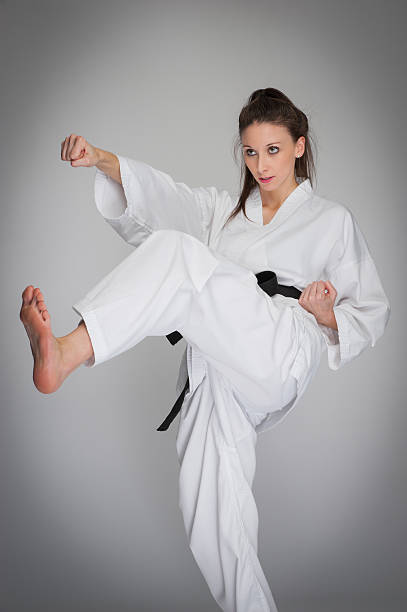 istock Kick Punch Self Defence Woman in Karate Training. 503481616