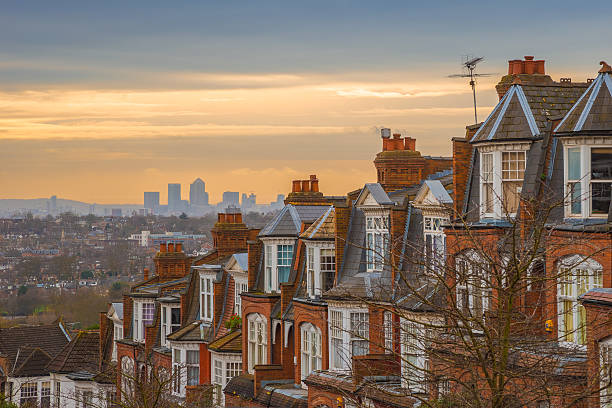 istock Typical British brick houses on a cloudy morning, London, UK 503481712