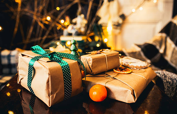 istock gifts lie on wooden table 503482382