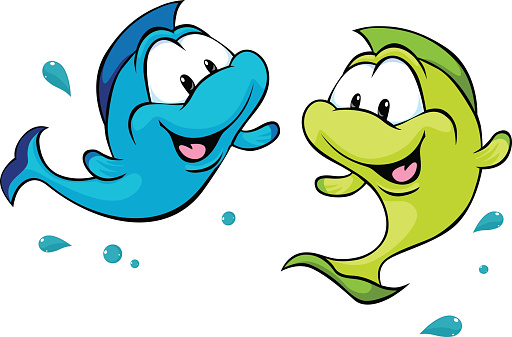 two funny fish isolated on white background - vector