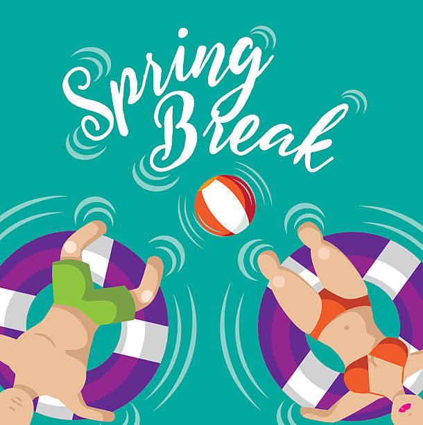 spring break schwimmenden paar design - swimming trunks swimwear clothing beach stock-grafiken, -clipart, -cartoons und -symbole