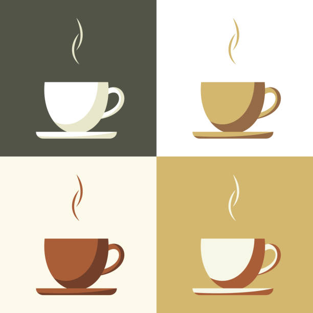 Coffee cup set  icon Coffee cup set  icon, flat simple vector. coffee cup illustrations stock illustrations