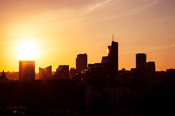 istock Vilnius in Silhouette new district at dusk 503485074