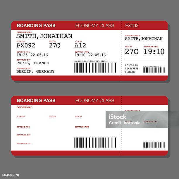 Blank Airport Boarding Pass Template Stock Illustration - Download Image Now - Airport, Template, Adventure
