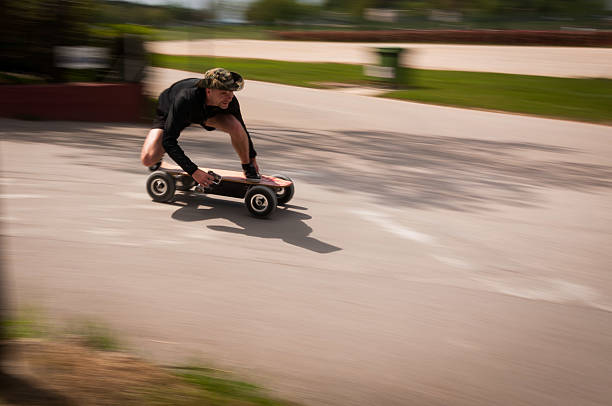 istock Riding fast on an electric skateboard 503486094