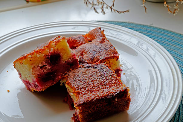 istock White cherry cake slices landscape close-up 503487236