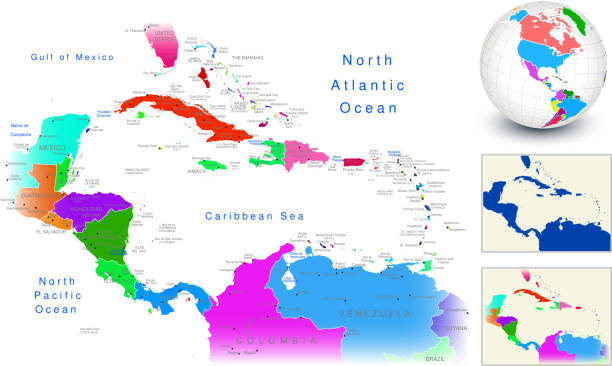 world geografie central america - map central america panama guatemala stock-grafiken, -clipart, -cartoons und -symbole