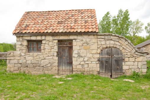 Restored medieval houses. Historical Park near Neofit Rilski village in Bulgaria, Europe.