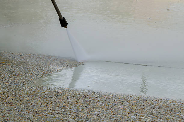 istock Power Jet Wash of Exposed Aggregate Concrete Driveway 503488205