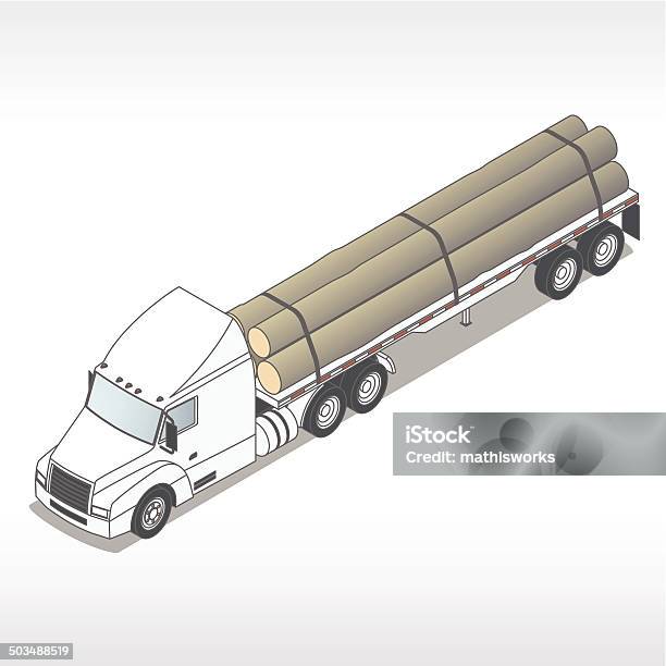 Ilustração De Registo - Arte vetorial de stock e mais imagens de Projeção isométrica - Projeção isométrica, Camião, Indústria Madeireira