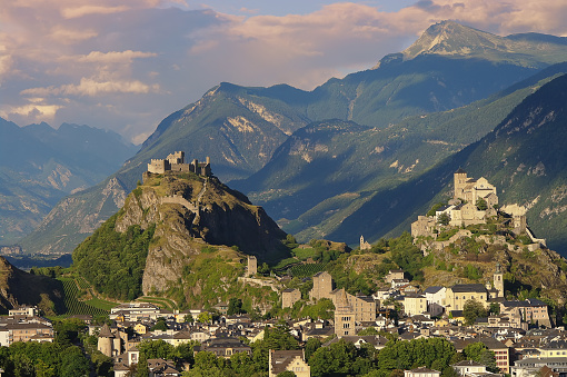 The medieval castles Valere and Tourbillon, Sion, Switzerland