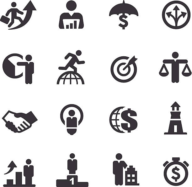 ilustraciones, imágenes clip art, dibujos animados e iconos de stock de iconos de negocios-serie acme metáforas - symbol financial occupation seminar computer icon
