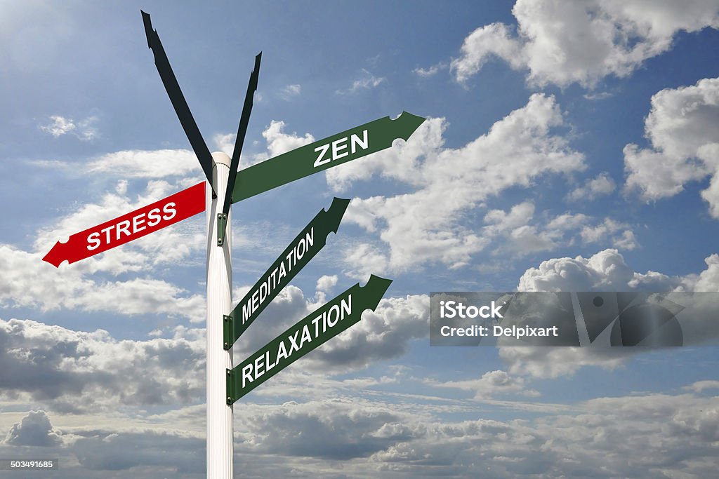 Zen stress direction signs concept Emotional Stress Stock Photo