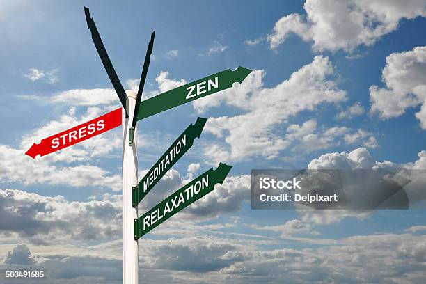 Zen Stress Direction Signs Concept Stock Photo - Download Image Now - Emotional Stress, Organization, Physical Pressure