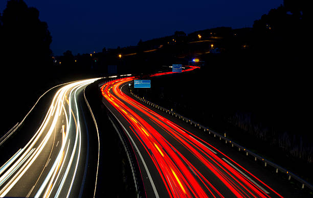 istock Light trails in a crowed road. 503491808
