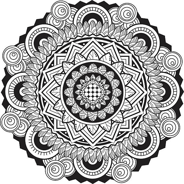 Mandala Zen-like ornate mandala, great for illustrations or adult coloring books. asian tattoos stock illustrations