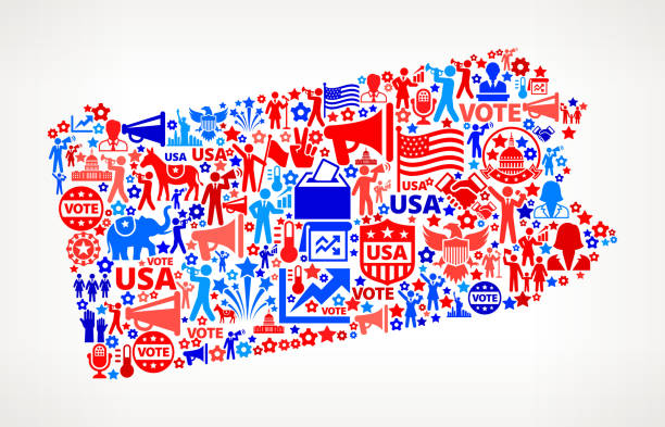 pennsylvania abstimmung und wahlen usa patriotischen symbol-muster - demonstrant grafiken stock-grafiken, -clipart, -cartoons und -symbole