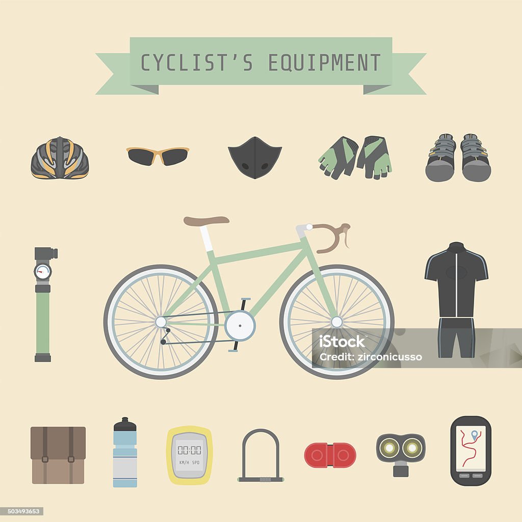 Ciclista de equipamento - Ilustração de Bicicleta royalty-free