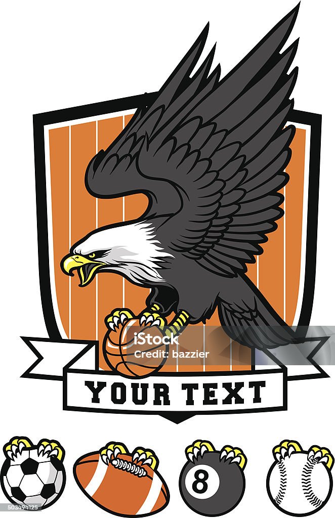 eagle mascot eagle mascot gripping various sport ball Eagle - Bird stock vector