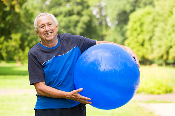 istock Senior man - gymnastics in the park 503495123