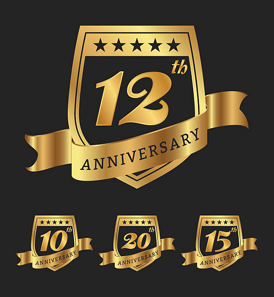illustrations, cliparts, dessins animés et icônes de étiquettes anniversaire or badge conception - anniversary seal stamper banner insignia