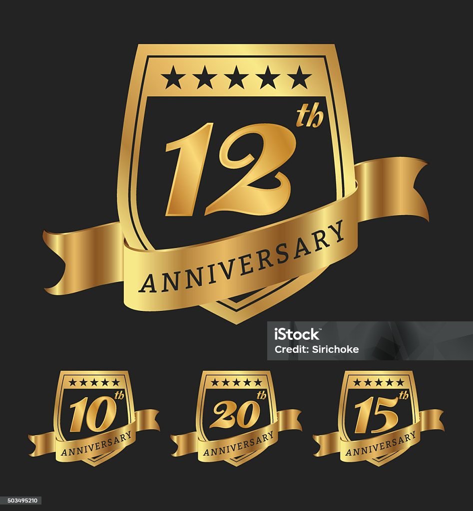 Golden anniversary badge labels design Premium golden anniversary badge labels design. Vector illustration 20-24 Years stock vector