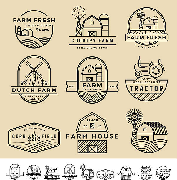 Set of vintage and modern farm badge logo and labels design. Vector illustration