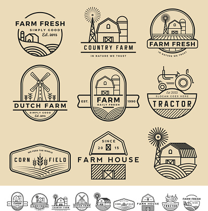 Set of vintage and modern farm badge logo and labels design. Vector illustration