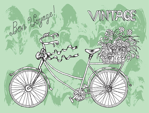 Ilustración de Dibujados A Mano Bicicleta Vintage Con Flores y más Vectores  Libres de Derechos de Aire libre - Aire libre, Andar en bicicleta, Aventura  - iStock