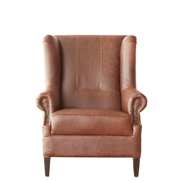 istock Elegant brown leather armchair isolated on white background 503509812