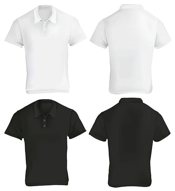 illustrazioni stock, clip art, cartoni animati e icone di tendenza di bianco e nero modello polo - t shirt shirt white men