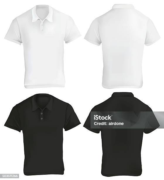 Black And White Polo Shirt Template Stock Illustration - Download Image Now - Polo Shirt, White Color, Black Color